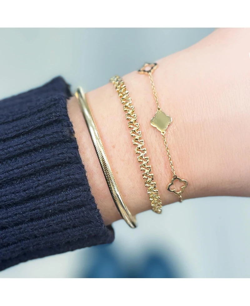 The Lovery Mini Gold Alternating Open Clover Bracelet 14K Gold