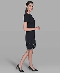 Karl Lagerfeld Paris Womens Scuba Crepe Sheath Dress