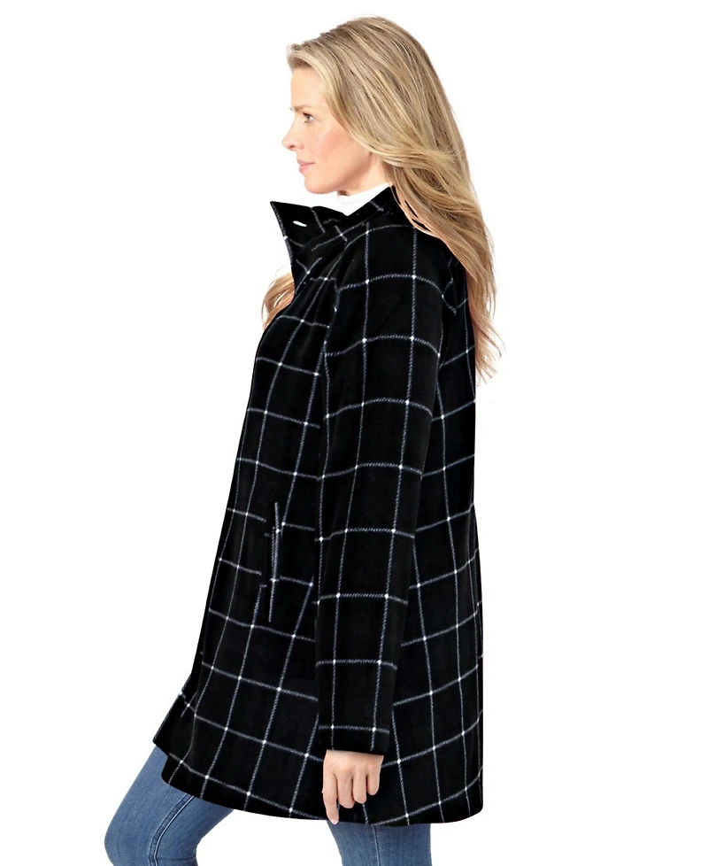 Woman Within Women's Plus Fleece Swing Funnel-Neck Coat