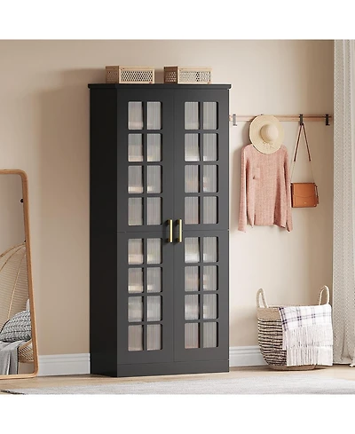 Tribesigns 8-Tier Shoe Storage Cabinet with Adjustable Shelves,71-Inch Tall Shoe Cabinet with Doors