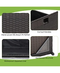 Sugift 34 Gallon Patio Storage Bench with Seat Cushion and Zippered Liner