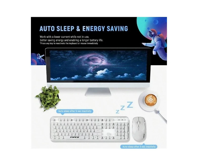 Risokeys 2.4GHz Wireless Keyboard and Mouse Set (White)