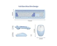 Risokeys Retro Typewriter Wireless Keyboard And Mouse Set - Full-Size Slim Design, Low-Noise - Blue