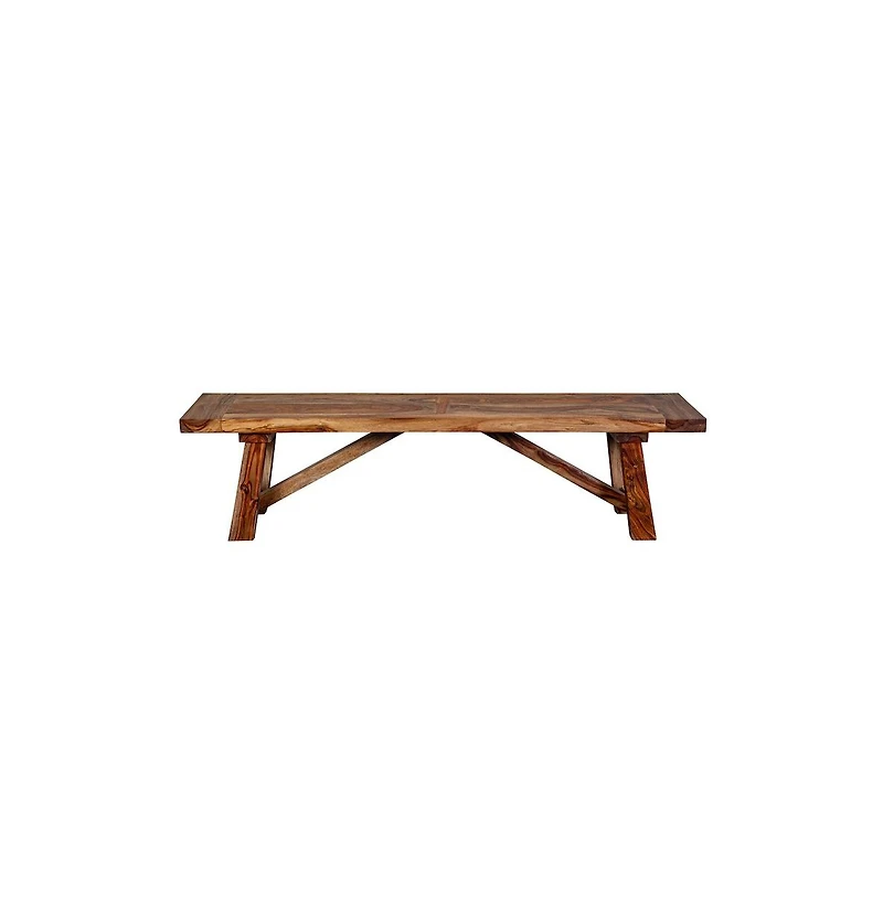 Porter Designs Kalispell Solid Sheesham Wood Dining Bench, Brown