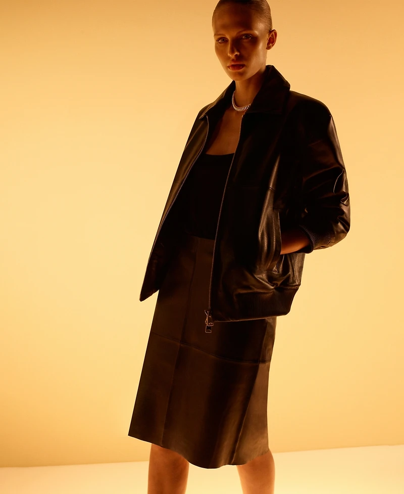 Mango Women's Leather Pencil Skirt