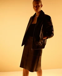 Mango Women's Leather Pencil Skirt