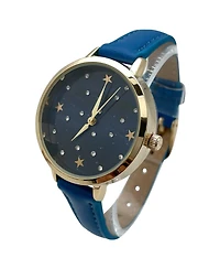 Olivia Pratt Stars and Rhinestones Faux Leather Women Watch