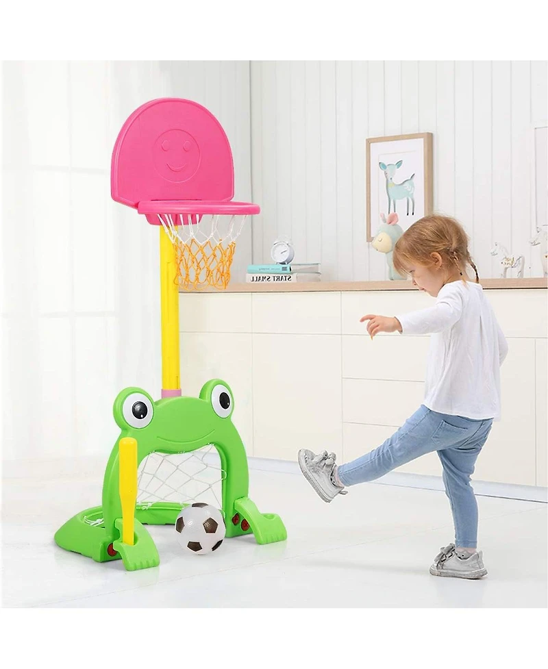 Mecale 3-in-1 Kids Basketball Hoop Set Stand