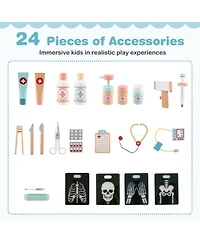 Mecale Wooden Doctor Playset with Stethoscope for Toddlers over 3 Years Old