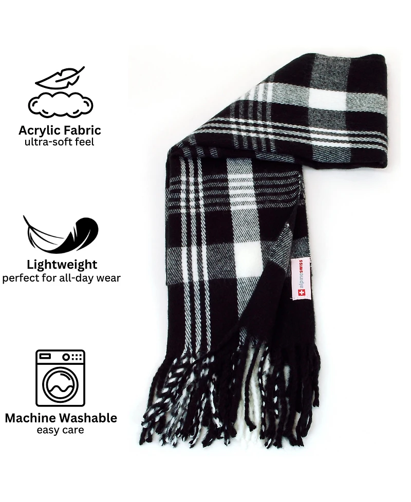Alpine Swiss Men's Scarf Soft 80 Inch Long Warm Scarves Plaids Winter Shawl