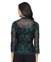Alex Evenings Petite Embroidered 3/4-Sleeve Jacket & Tank Set
