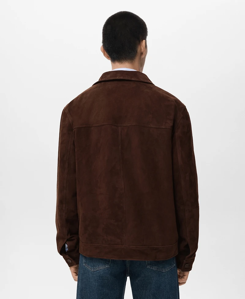 Mango Men's Leather Pockets Jacket