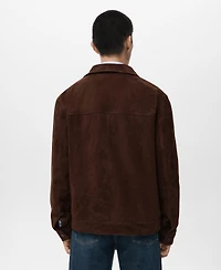Mango Men's Leather Pockets Jacket