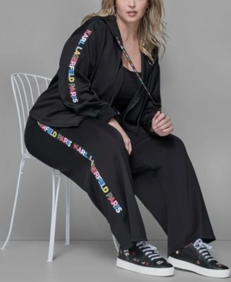 Karl Lagerfeld Paris Athleisure Zip Up Jacket Straight Side Logo Pants