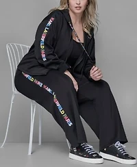 Karl Lagerfeld Paris Athleisure Zip Up Jacket Straight Side Logo Pants