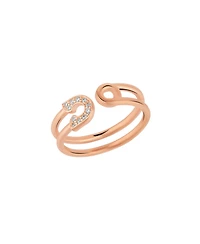 Sterling Silver Pave Jewelled Safety Pin Ring