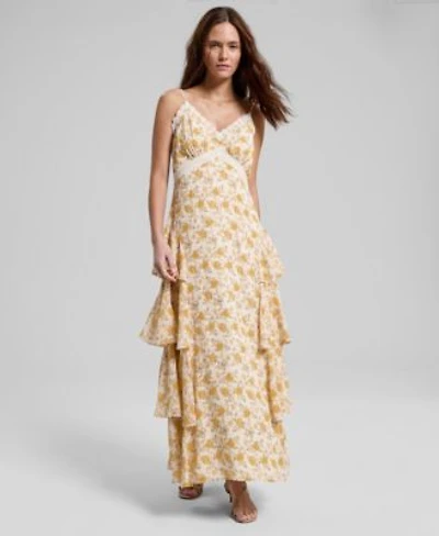 Now This Womens Ruffled Lace Trim Maxi Dress Macys Exclusive