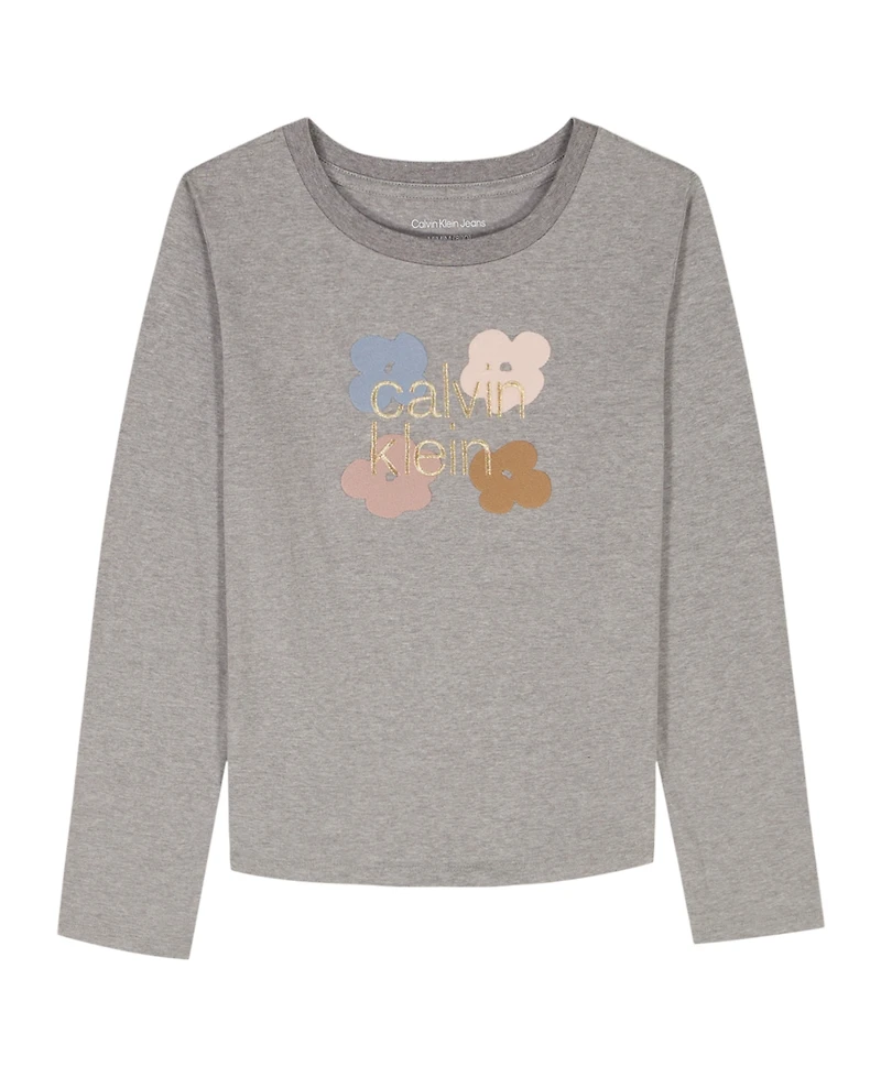 Calvin Klein Girls 7-16 Long-Sleeve High-Low Hem T-Shirt