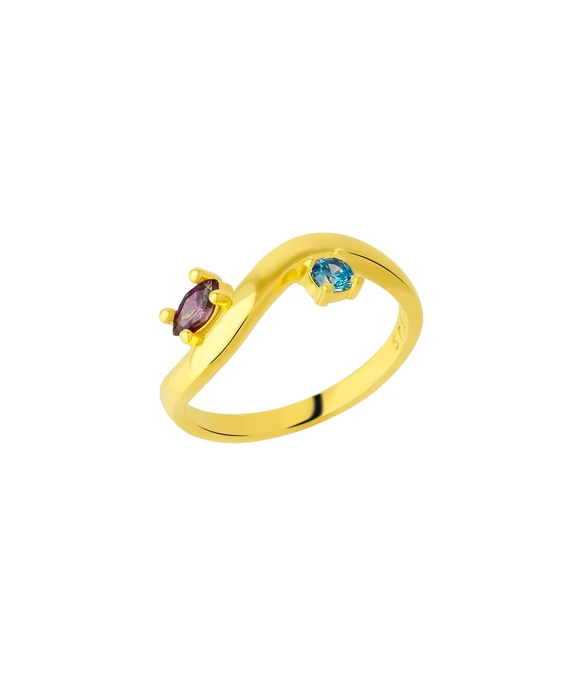 Spero London Bended Sterling Silver Double Gemstone Ring