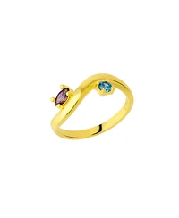 Spero London Bended Sterling Silver Double Gemstone Ring
