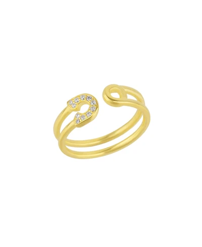 Sterling Silver Pave Jewelled Safety Pin Ring