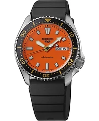 Seiko Men's 5 Sports Black Silicone Watch, 42.5mm
