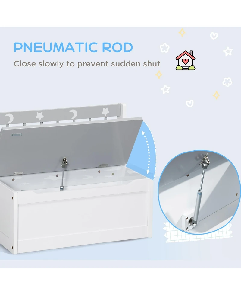 Qaba Toddler Toy Box Storage & Kids Storage Bench Seat, Large 27 L