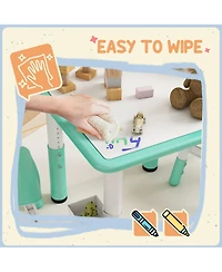 Qaba 3 Piece Height Adjustable Kids Table and Chairs for Daycare,