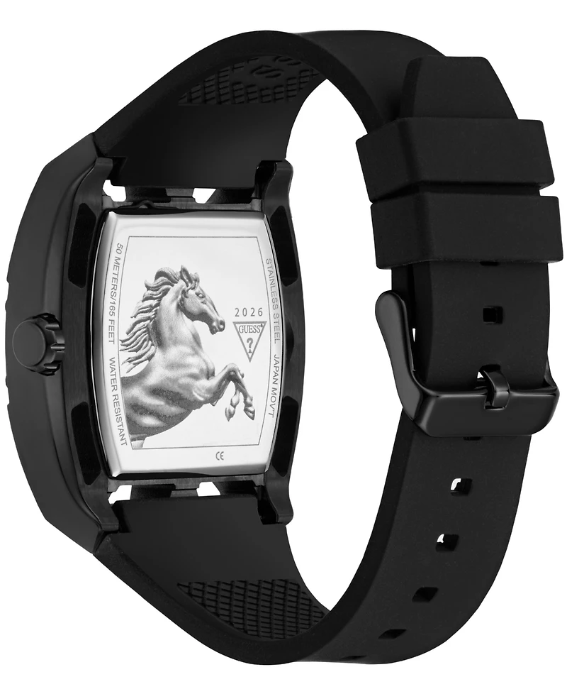 Guess Men's Black Silicone Analog Watch, 44mm