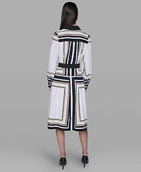 Karl Lagerfeld Paris Women's Printed Crepe Collar Shirt Dress