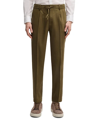 Boss by Hugo Men's Linen Blend Tapered-Fit Tailored Trousers