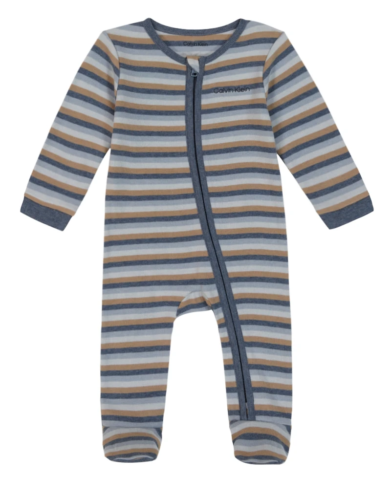 Calvin Klein Baby Boys Zip-Front Footed Coverall