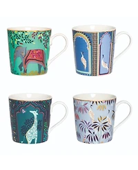 Portmeirion Sara Miller India Assorted Mugs, Set of 4, Service For 4
