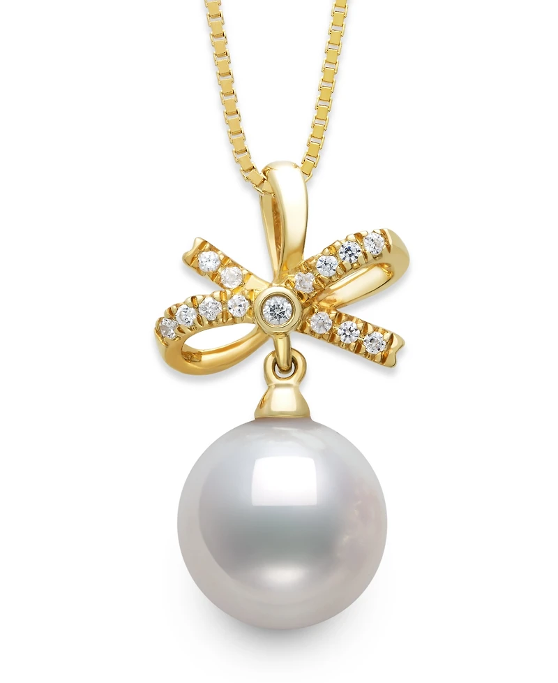 Belle de Mer Freshwater Pearl (7-8mm) and Cubic Zirconia Jewelry Set in Gold Over Silver