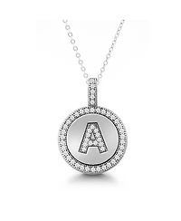 Simona Sterling Silver, Micro Pave Cz Circle Initial Necklace