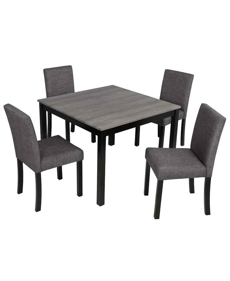 Maison Boucle Modern Kitchen Table with Upholstered Chairs, Compact Dining Set for Small Spaces - 5-Piece Square Dining Table Set for 4