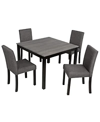 Maison Boucle Modern Kitchen Table with Upholstered Chairs, Compact Dining Set for Small Spaces - 5-Piece Square Dining Table Set for 4