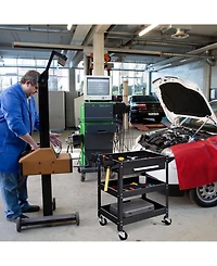 Sugift Rolling Tool Cart Mechanic Cabinet Storage ToolBox Organizer With Drawer-Black.