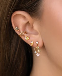 Girls Crew Crystal Gold Plated Moments Cuff Earrings