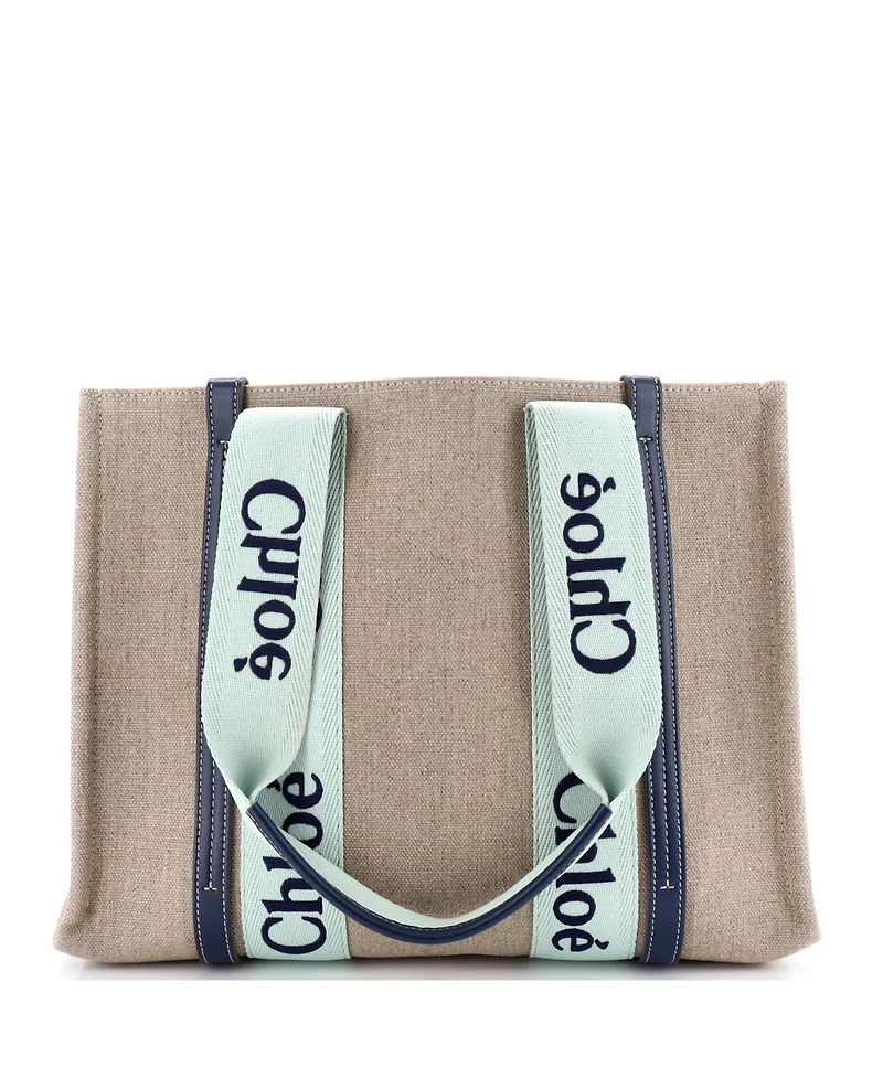 Pre-Owned Chloe Medium Woody Tote Canvas with Leather