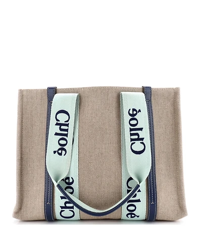 Pre-Owned Chloe Medium Woody Tote Canvas with Leather