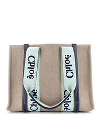 Pre-Owned Chloe Medium Woody Tote Canvas with Leather