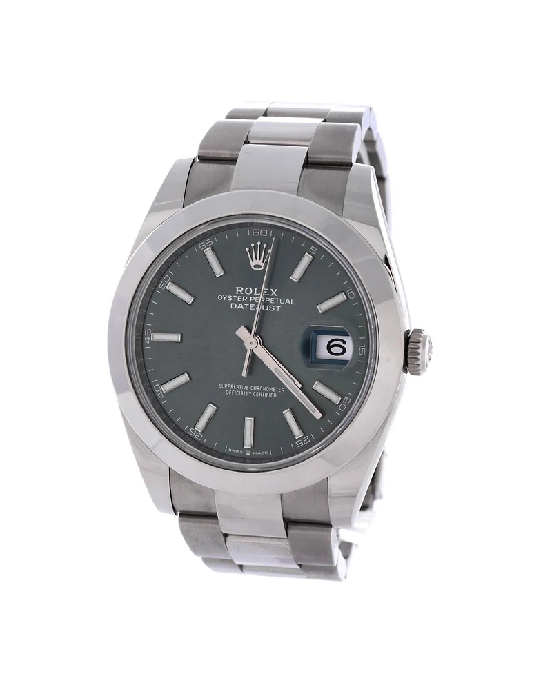 Pre-Owned Rolex Oyster Perpetual Datejust Mint Green Automatic Watch in Stainless Steel 41mm