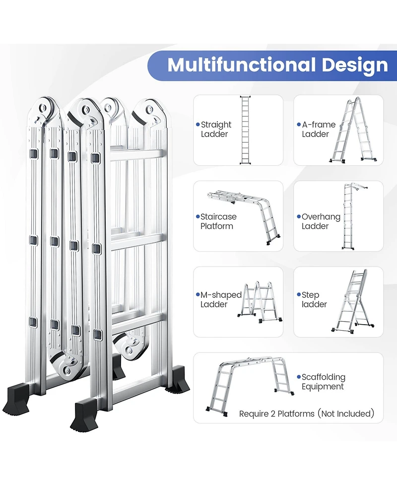 Sugift 7-in-1 Folding Aluminum Ladder with Anti-Skid Pedal