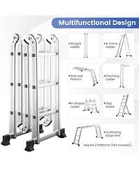 Sugift 7-in-1 Folding Aluminum Ladder with Anti-Skid Pedal