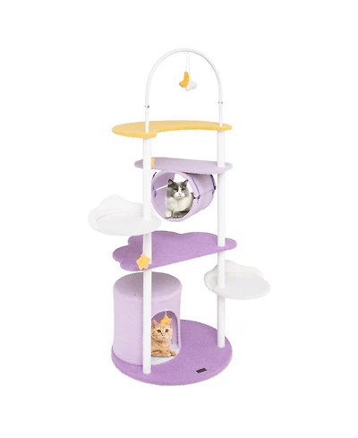 Skonyon 62 Inches Large Cat Tower with Metal Frame and Jumping Platforms
