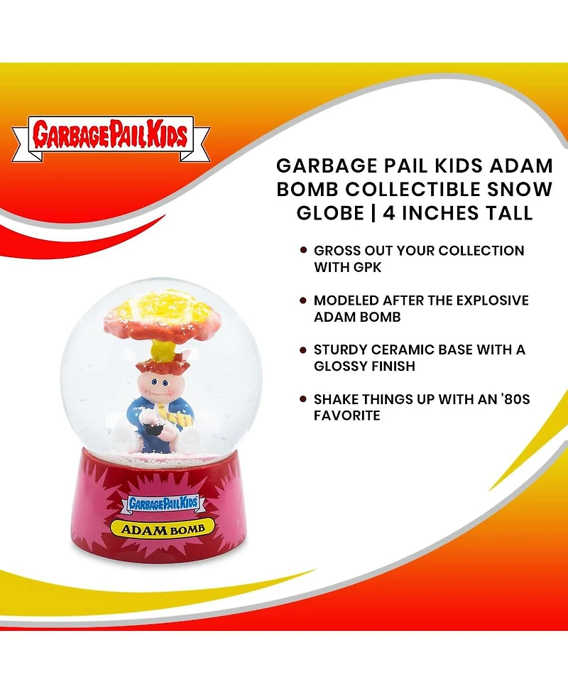 Surreal Entertainment Garbage Pail Kids Adam Bomb Snow Globe Display Piece Decoration | Home Decor for Kids Room Essentials | Retro-Style '80s Gifts a