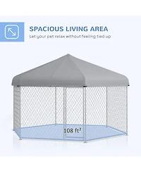 PawHut 13.4' x 11.5' x 8.8' Dog Kennel Outdoor W/ Waterproof Roof