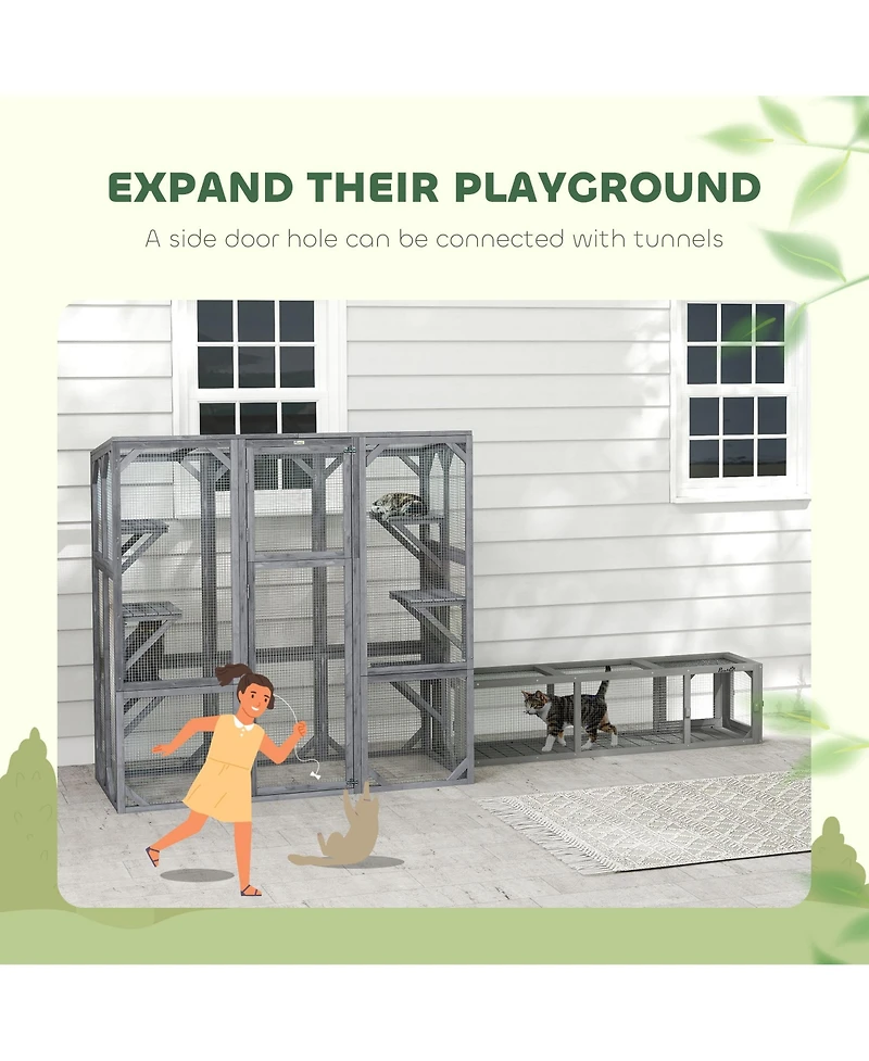 PawHut Catio Outdoor Cat Enclosure for 1-3 Cats, 59" x 28" x 60",