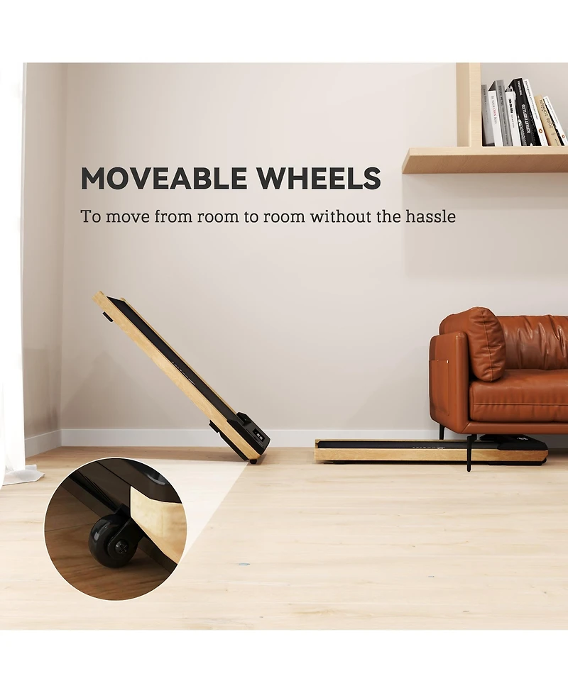 Soozier Wood Walking Pad Under Desk Treadmill with Remote Control, Wheels